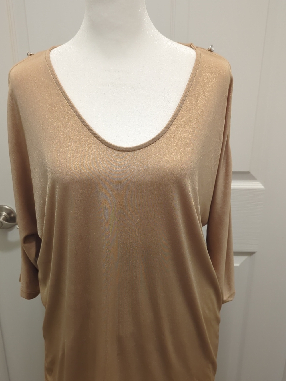 INC International Concepts Scoop Neck Tunic in Camel Tan
